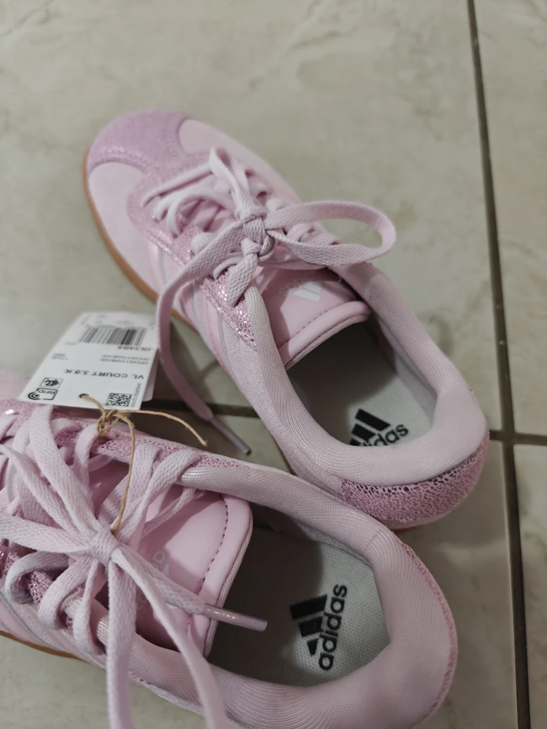 Adidas VL Court 3.0 Pink Glitter Toddler Shoes - photo 4
