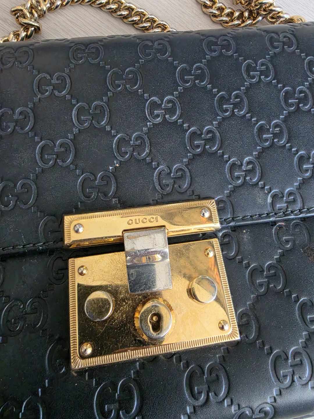 Black Gucci Monogram Chain Shoulder Bag - photo 2