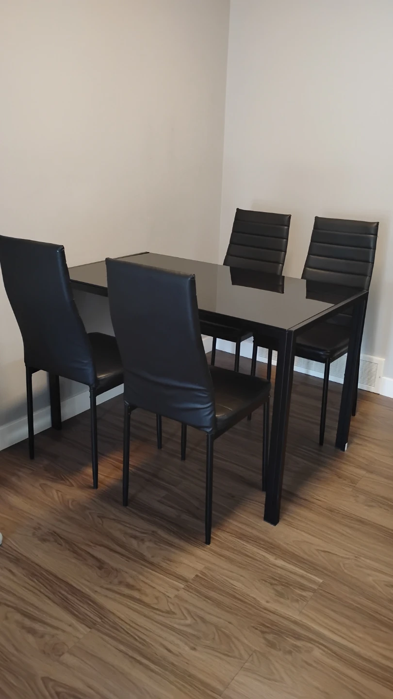 Black Dining Set with 4 Chairs