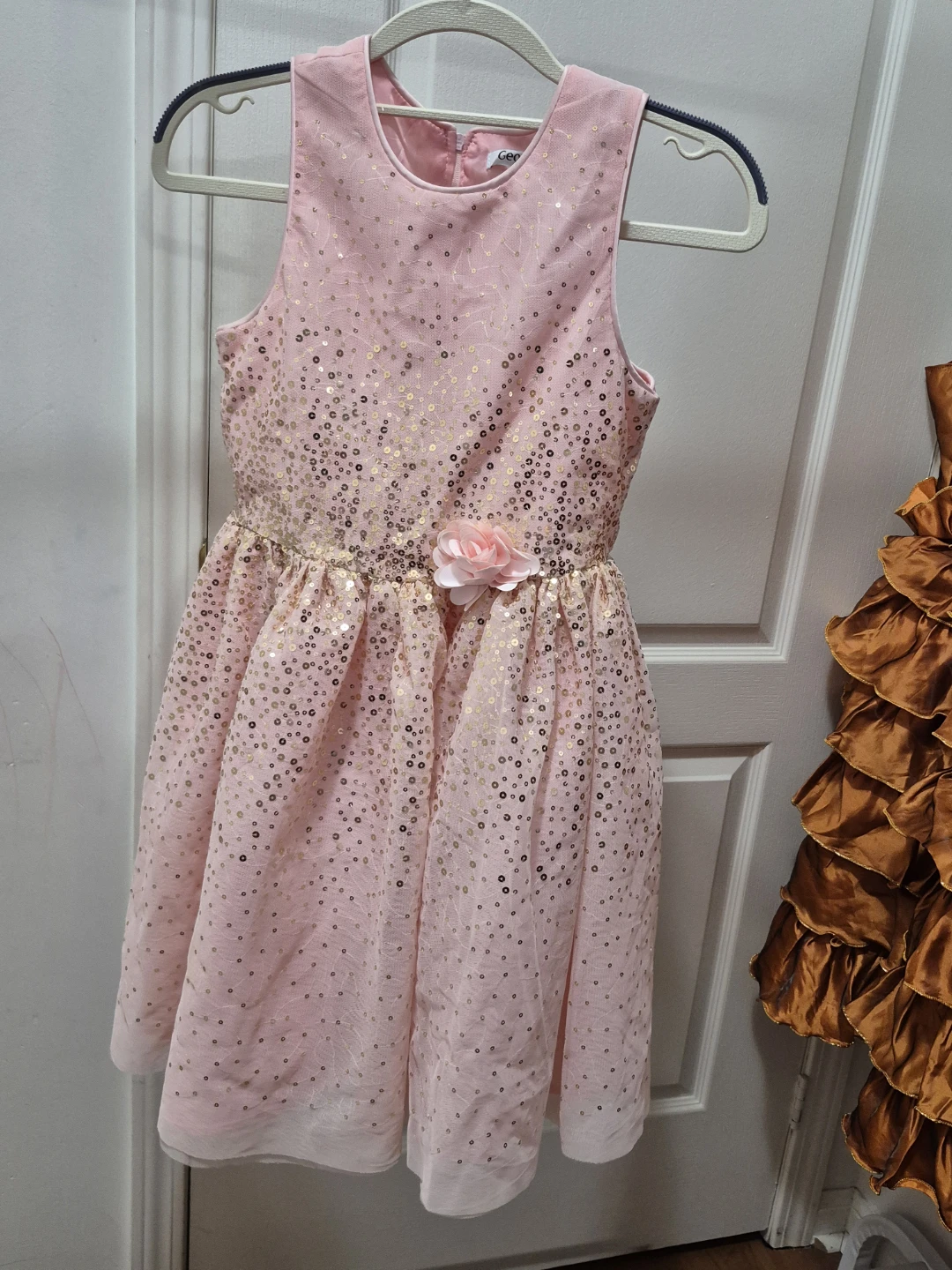 Girls' Dresses - Pink Sequins, Floral, Orange Ruffles, Striped - photo 4