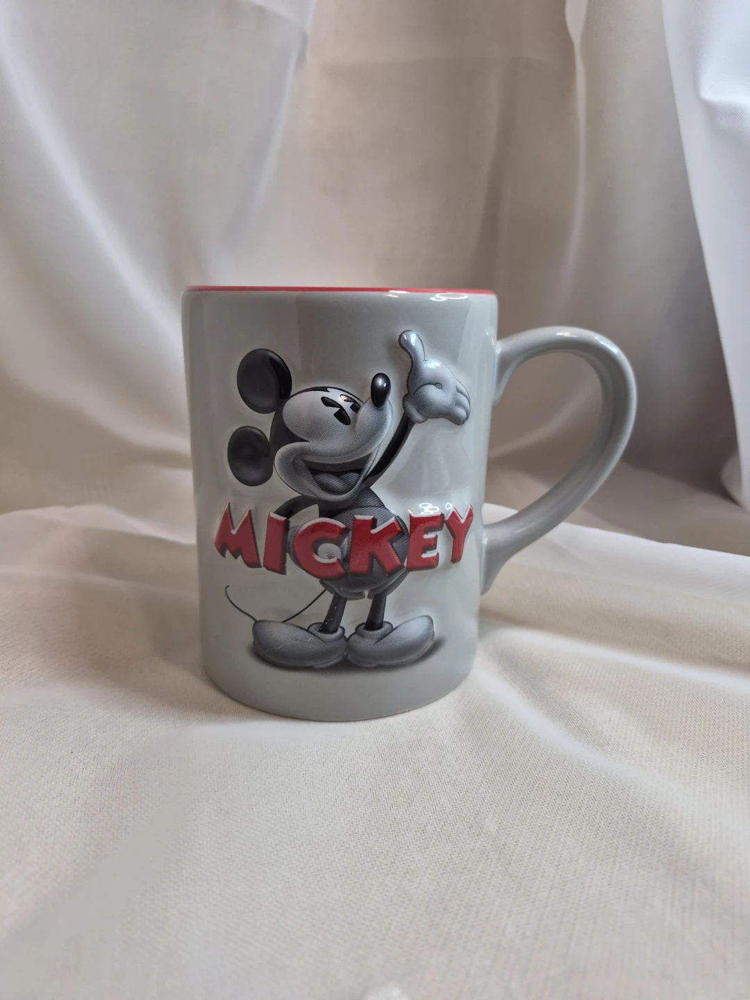 Disney 3D Mickey Mouse Mug Grey Silhouette with Red Details Mug