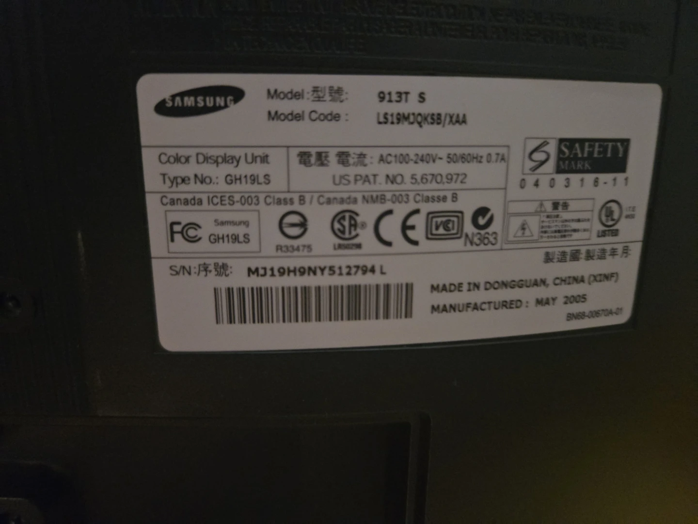 Samsung 913T S Monitor 19" LCD Monitor - photo 3