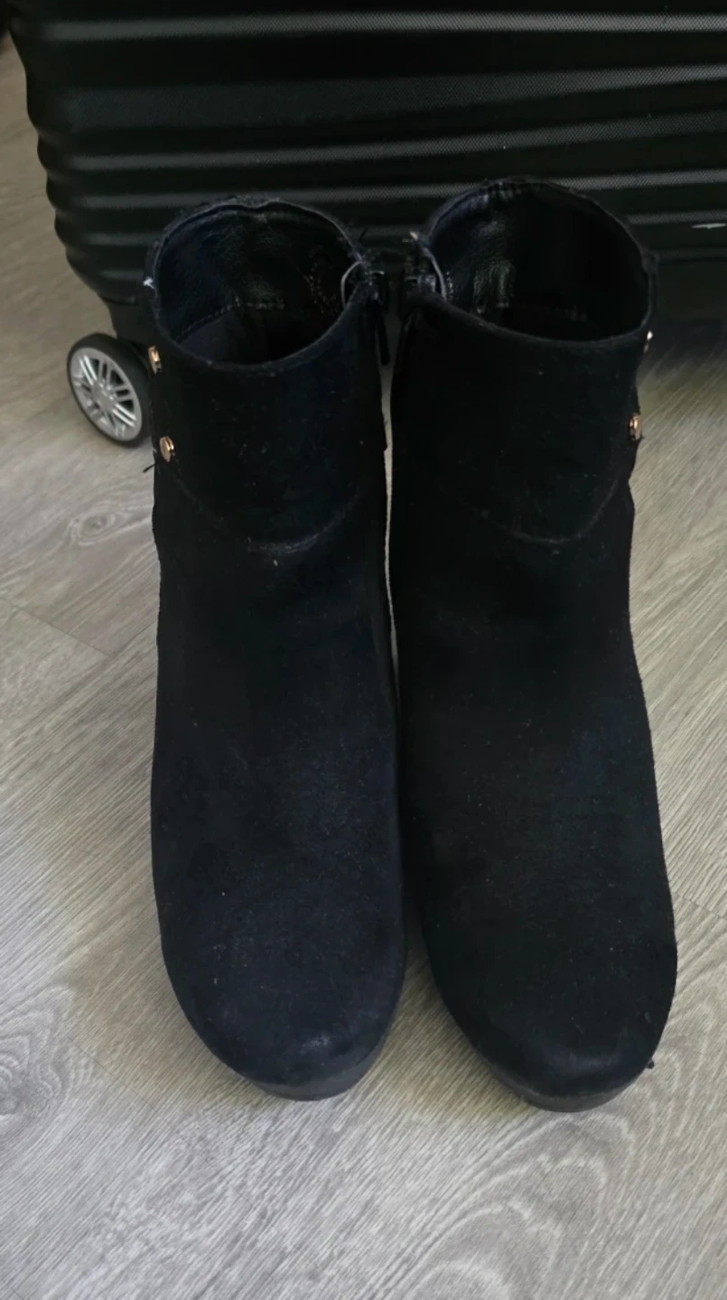 Black Suede Wedge Ankle Boots