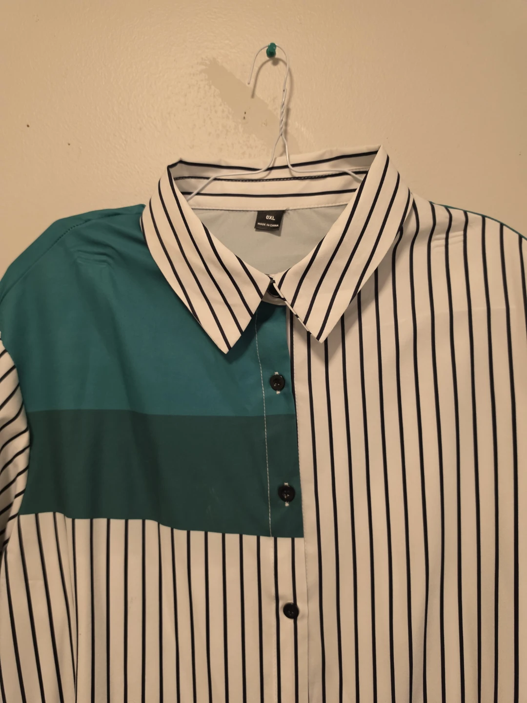 Striped Colorblock Button-Up Shirt - photo 3