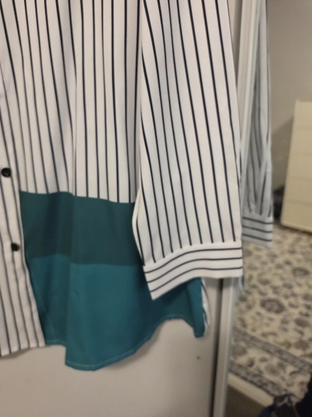 Striped Colorblock Button-Up Shirt - photo 4