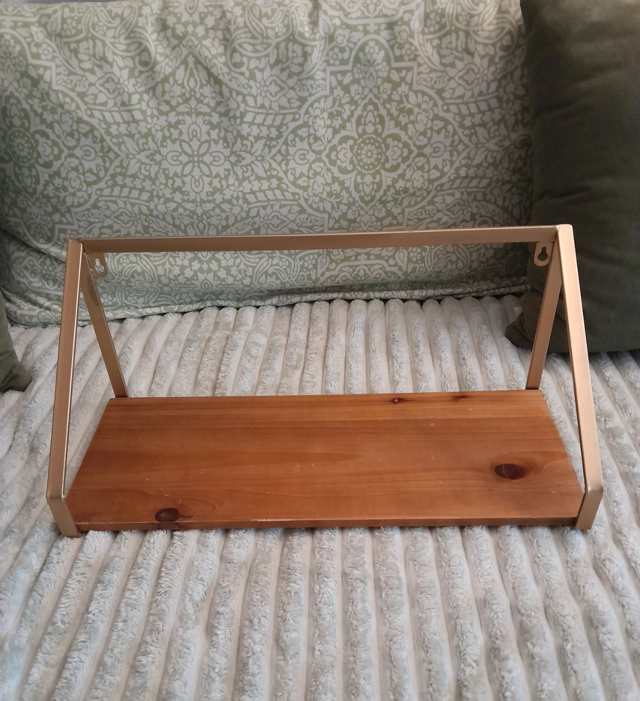 Wood and Gold Metal Floating Shelf - photo 2