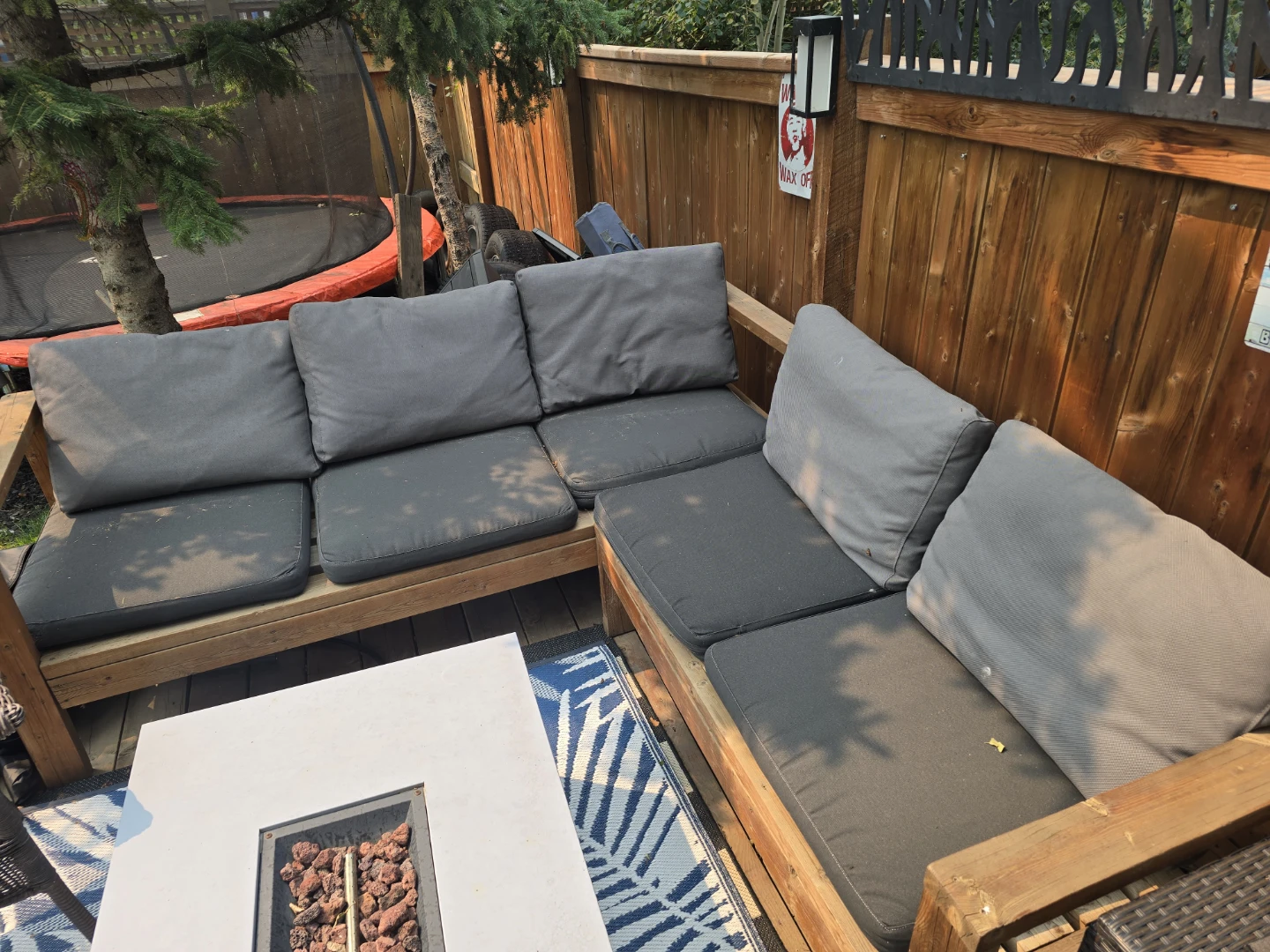Outdoor Sectional Sofa with Grey Cushions