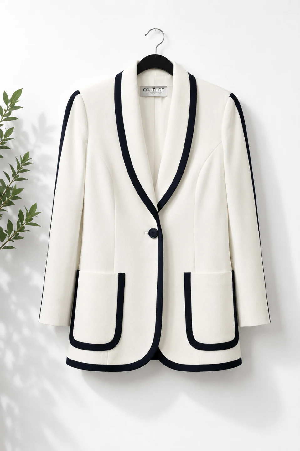 🤍 Chic Contrast Blazer – Timeless Office & Evening Style