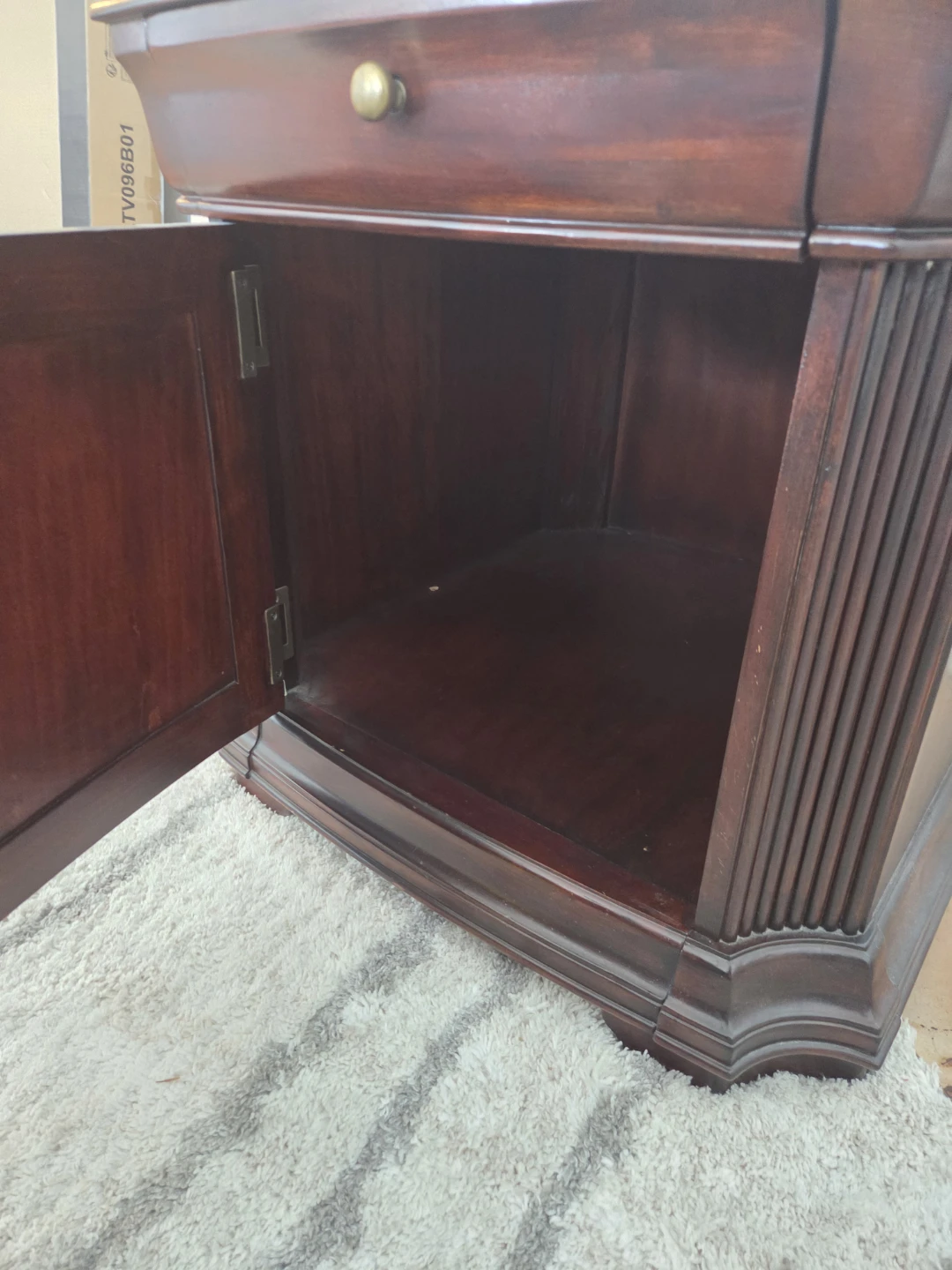 Dark Wood End Table with Drawer and Cabinet - photo 2