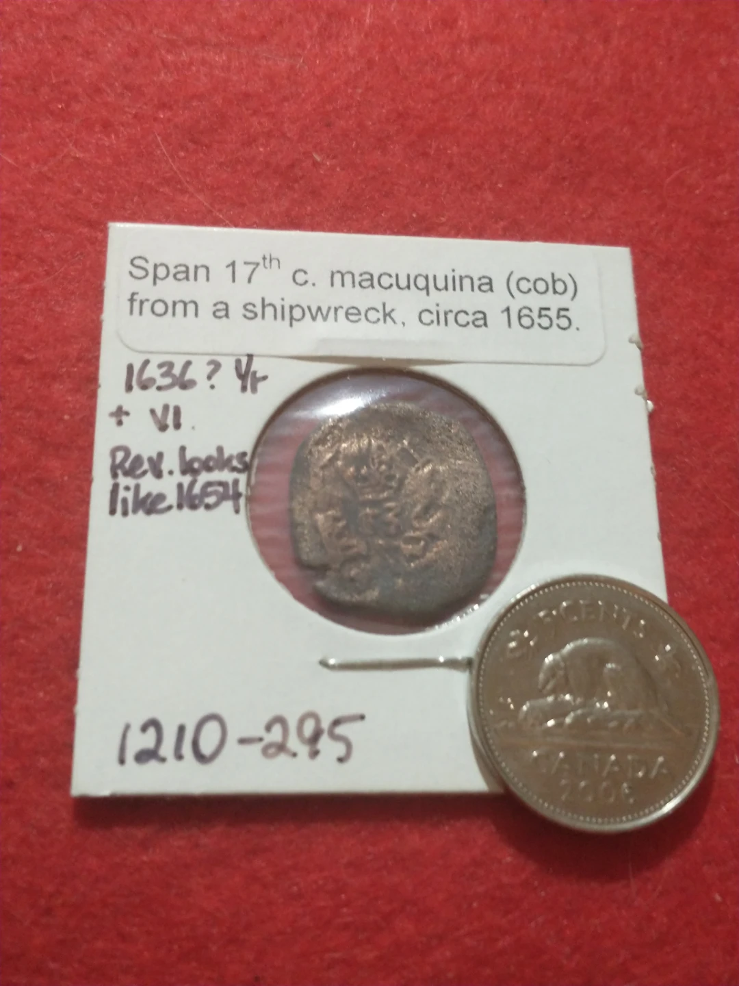 Spanish 17th Century Macuquina Cob Coin from Shipwreck c. 1655 - photo 2