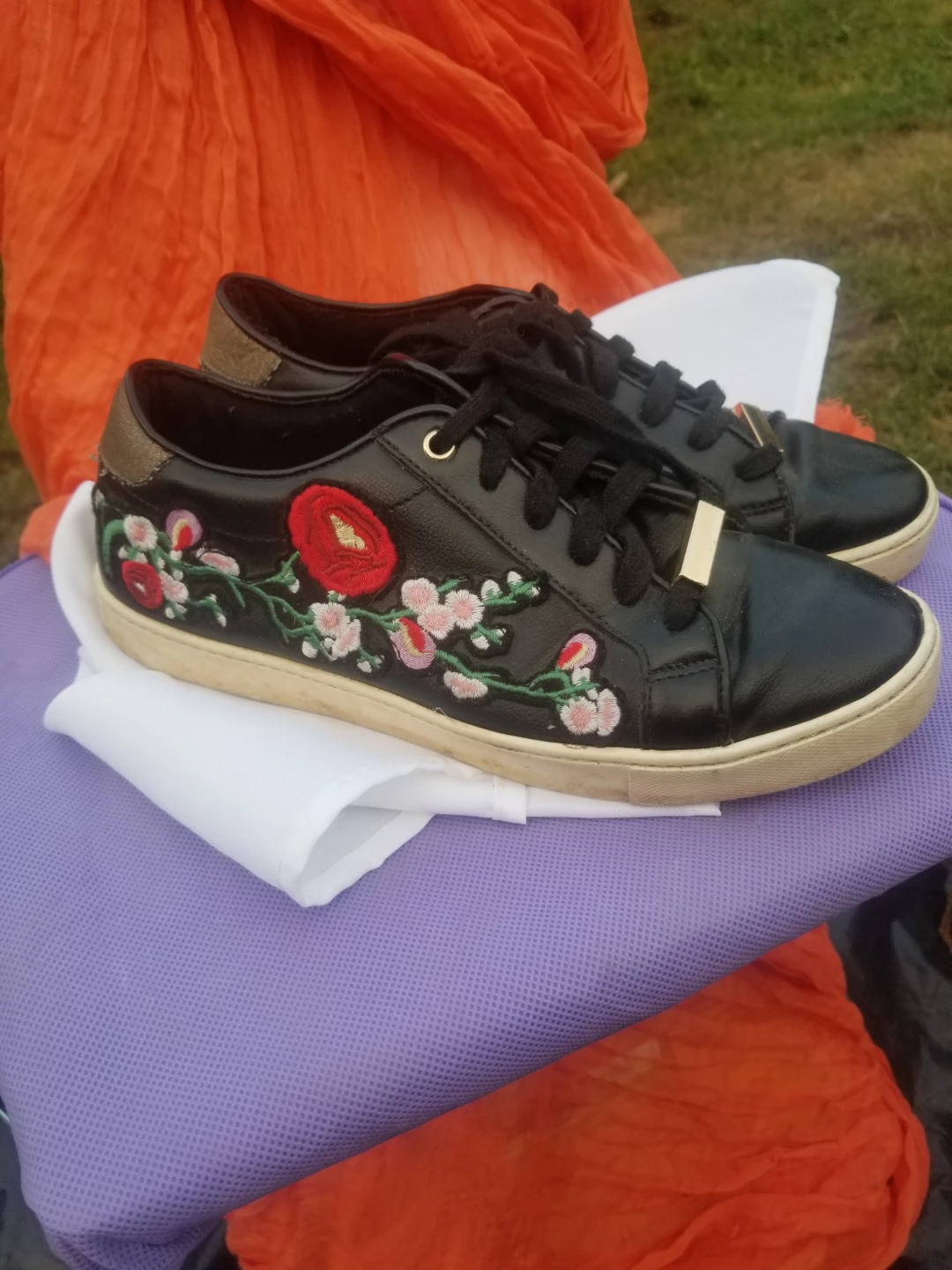 ALDO Women's Black Embroidered Sneakers