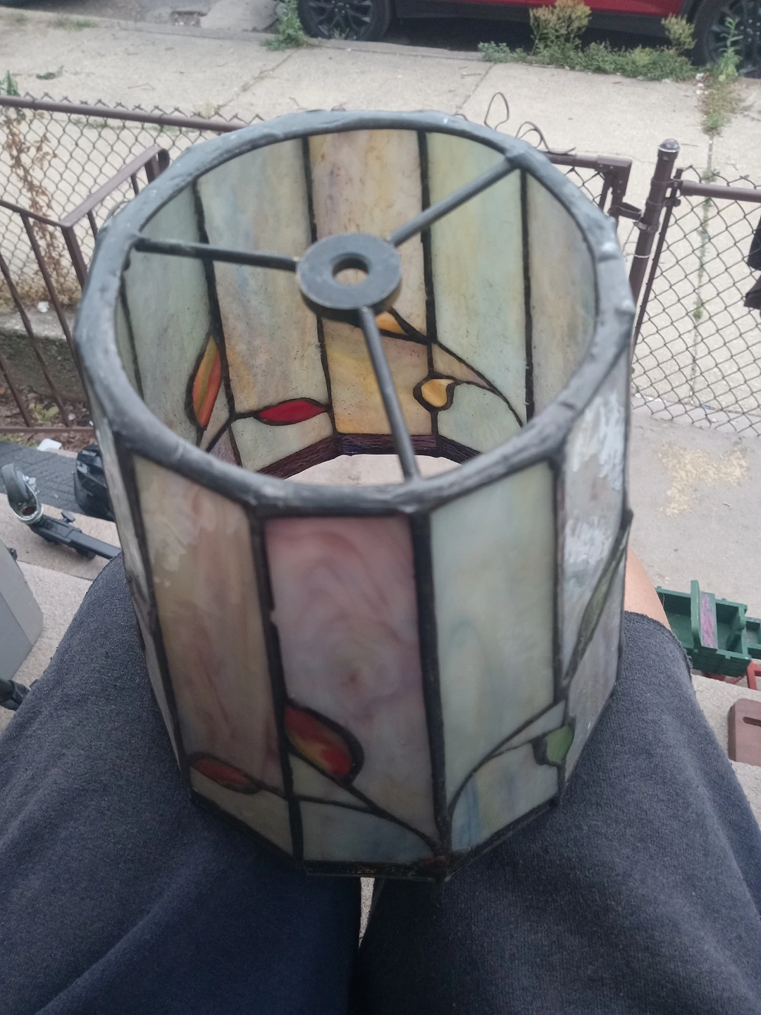 Vintage Stained Glass Lampshade