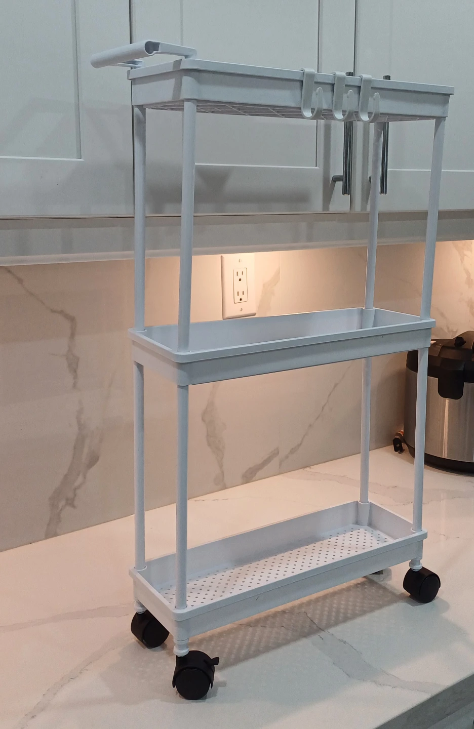 White 3-Tier Rolling Storage Cart - photo 3