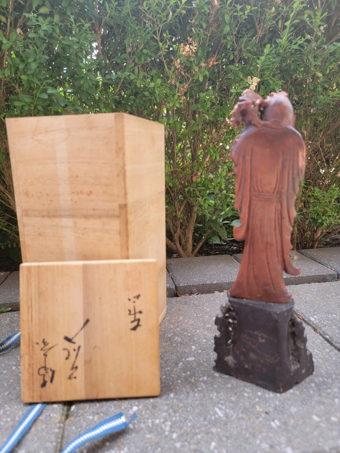 Vintage Carved Figurine with Wooden Box - photo 3