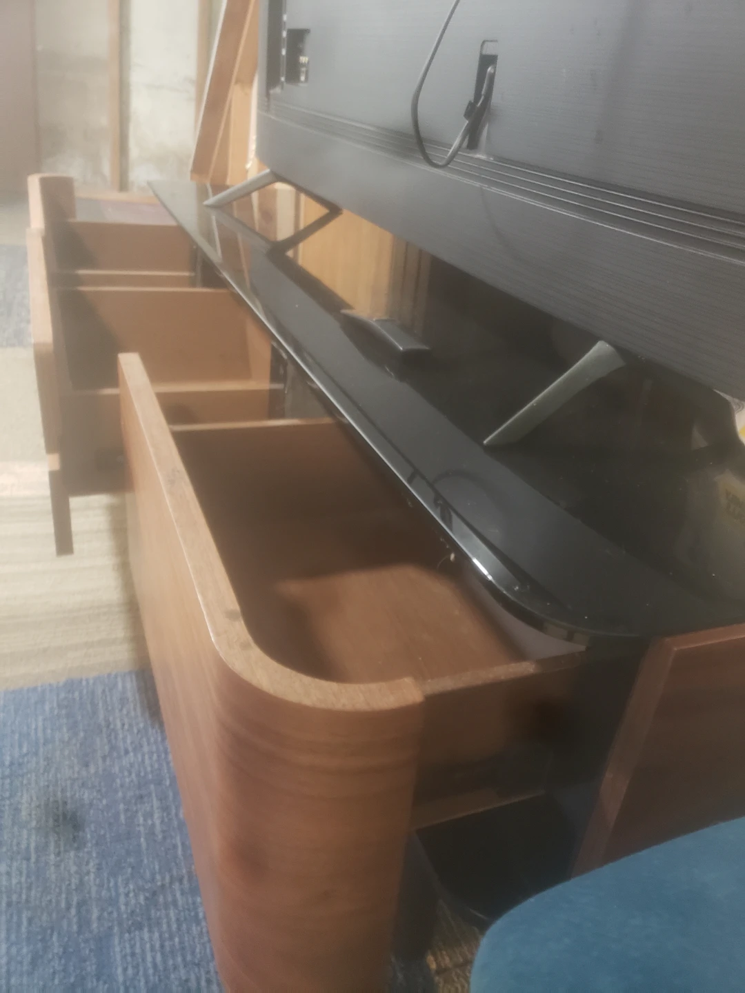 Wood and Glass TV Stand with Drawers - photo 5