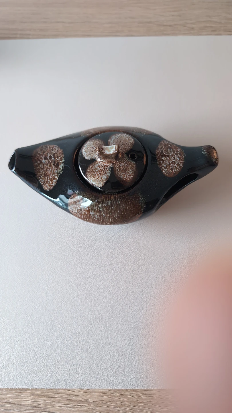 Vintage Asian tea pot with drip glaze