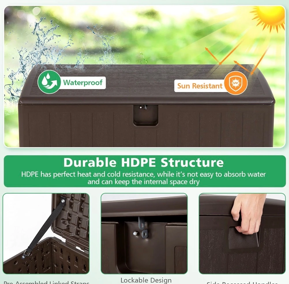 Brown Storage Deck Box Bench - 105 Gallon - photo 3