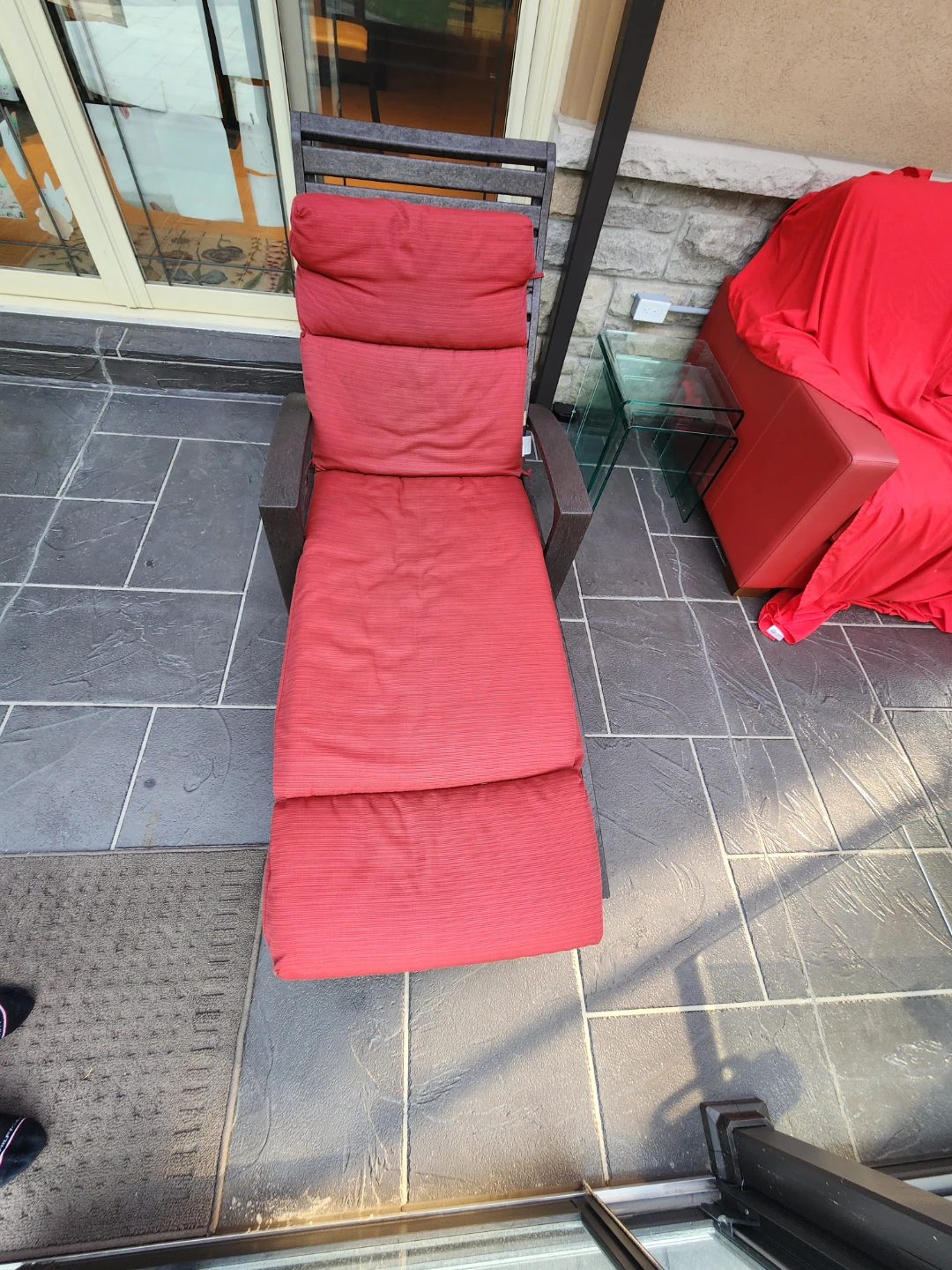 Outdoor Chaise Lounge Chair with Red Cushion - photo 2