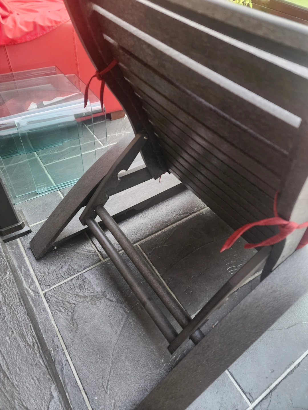 Outdoor Chaise Lounge Chair with Red Cushion - photo 3