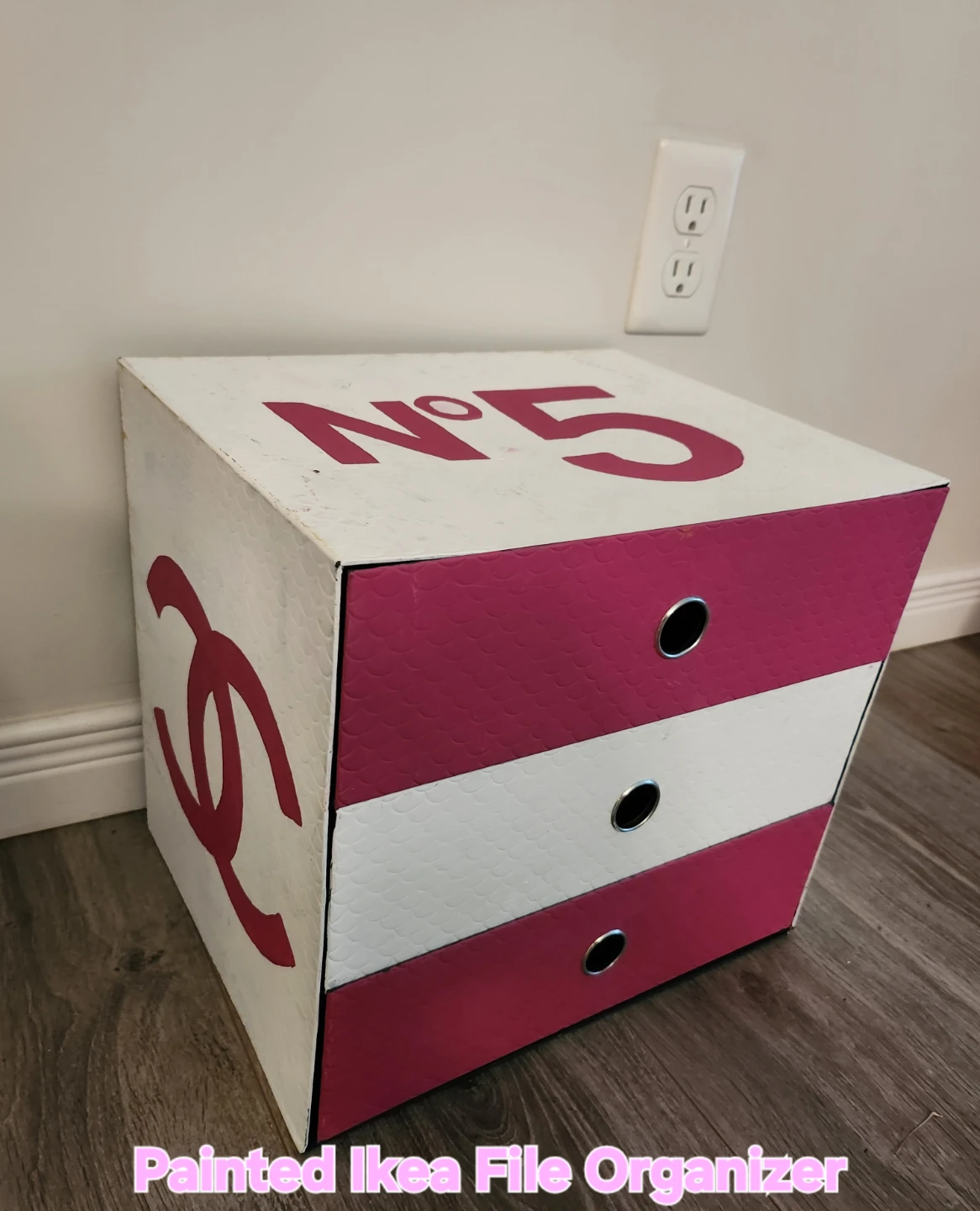 Painted Ikea File Organizer with Chanel No. 5 Design