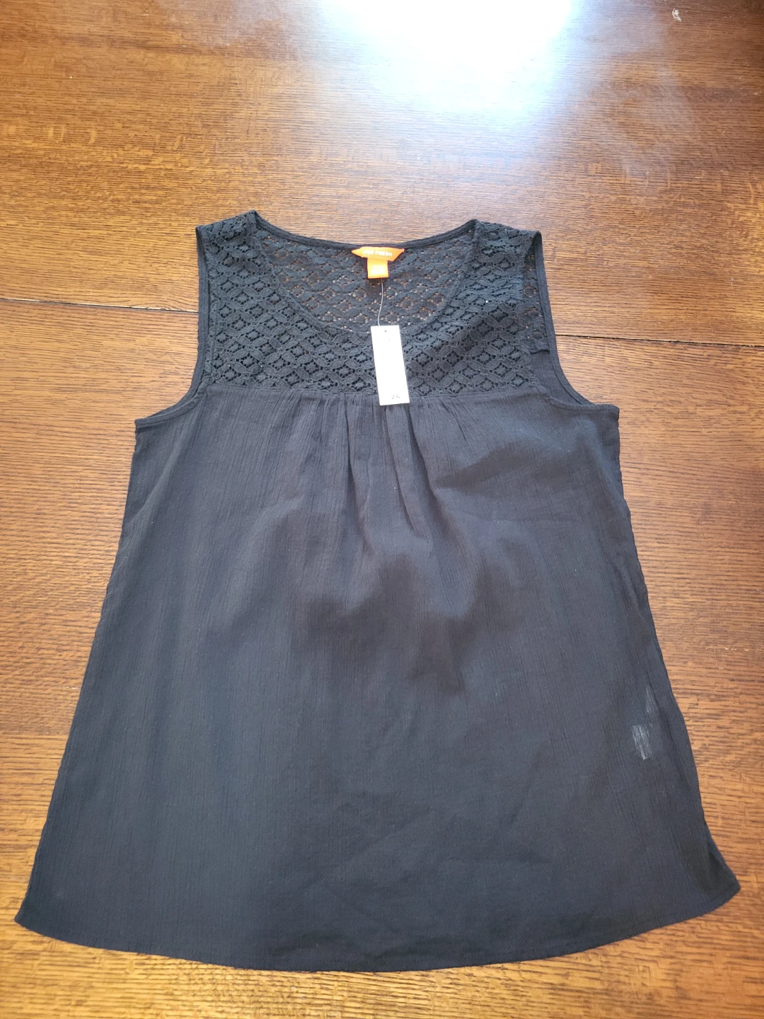 Joe Fresh Black Sleeveless Top with Lace Detail