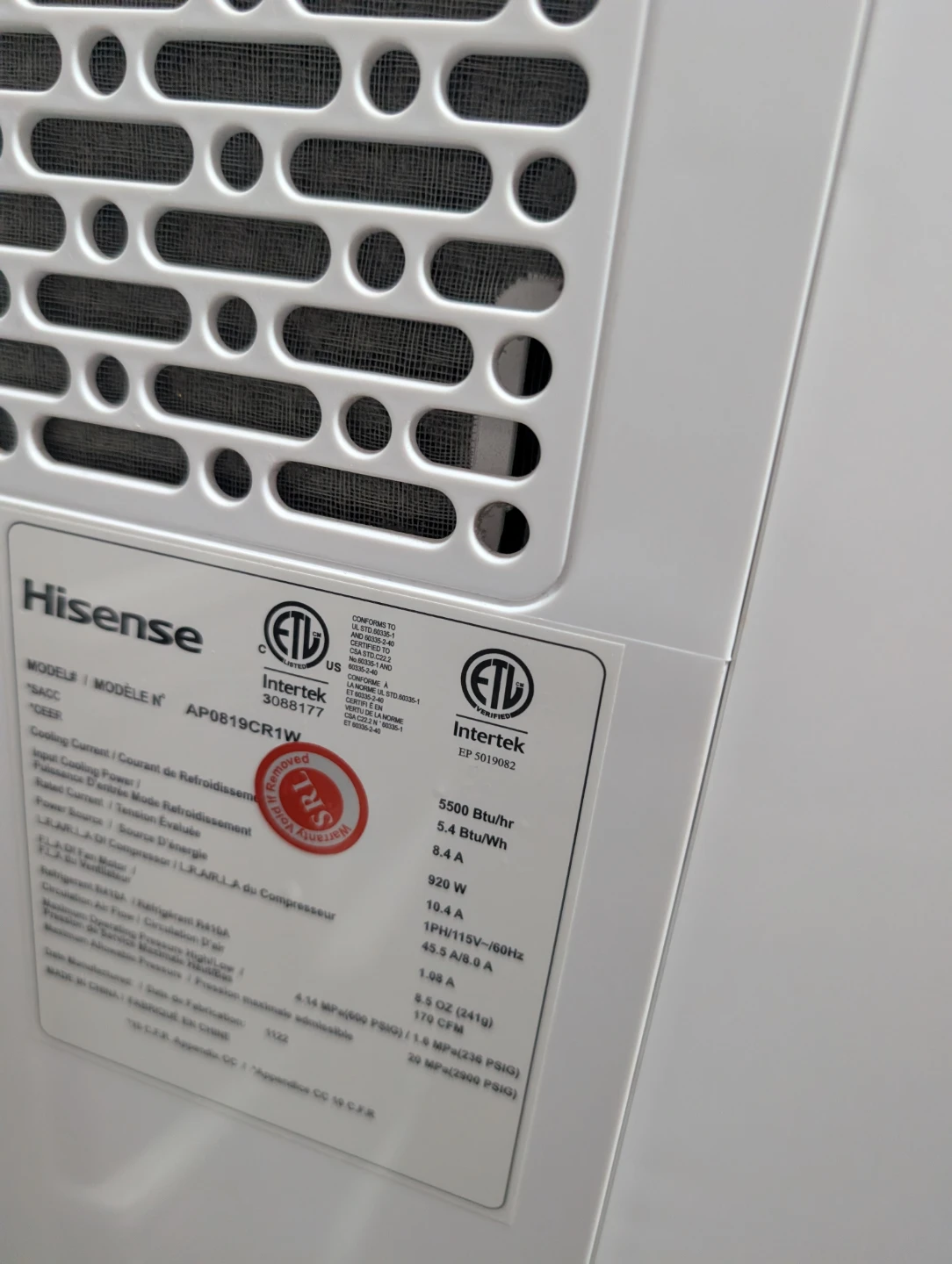 Hisense AP0819CR1W Portable Air Conditioner - photo 3
