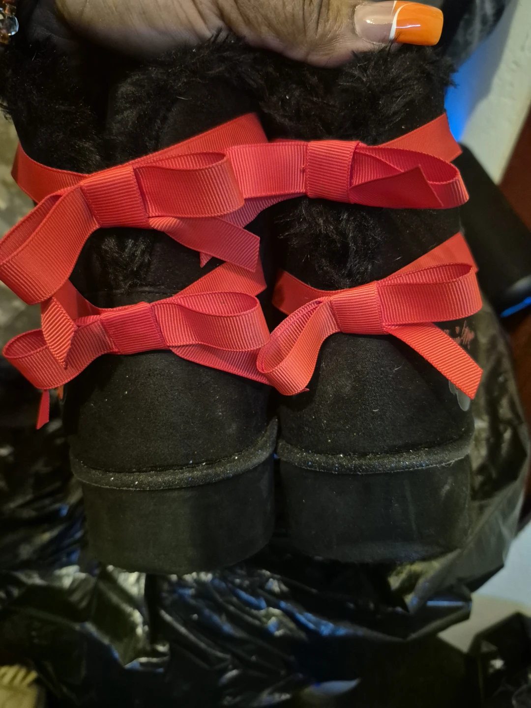 Minnie Mouse Black Boots with Red Bows - photo 3
