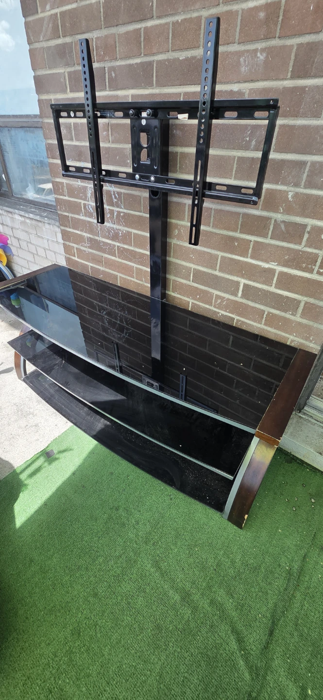 Glass Top TV Stand with Metal Frame - photo 2