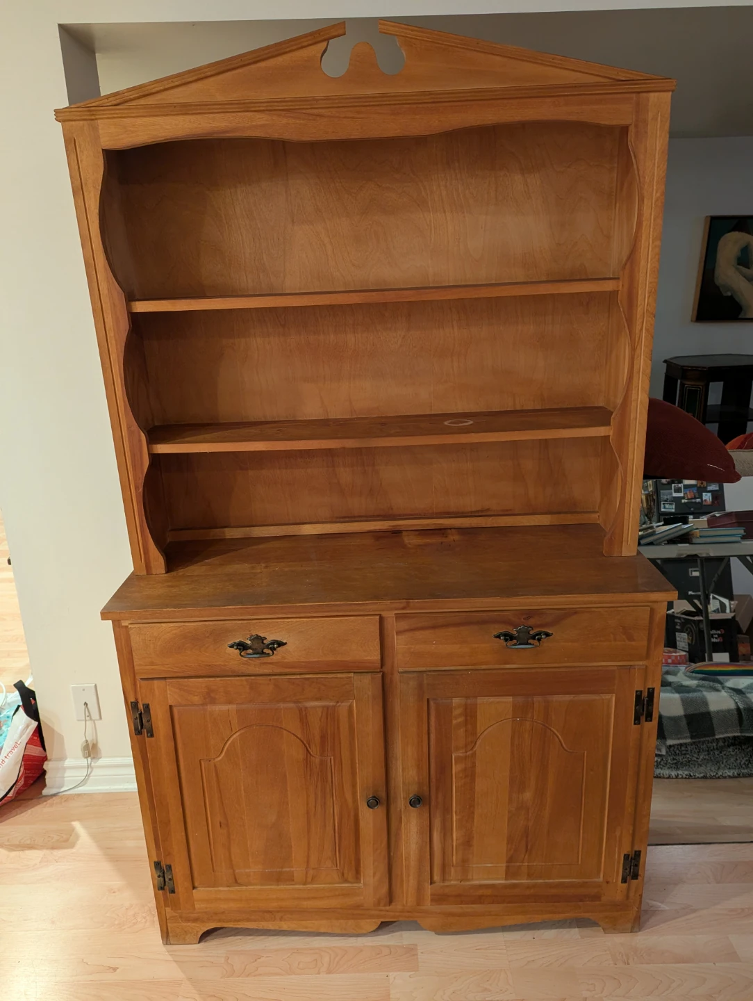 Wooden Hutch with Cabinet and Drawers