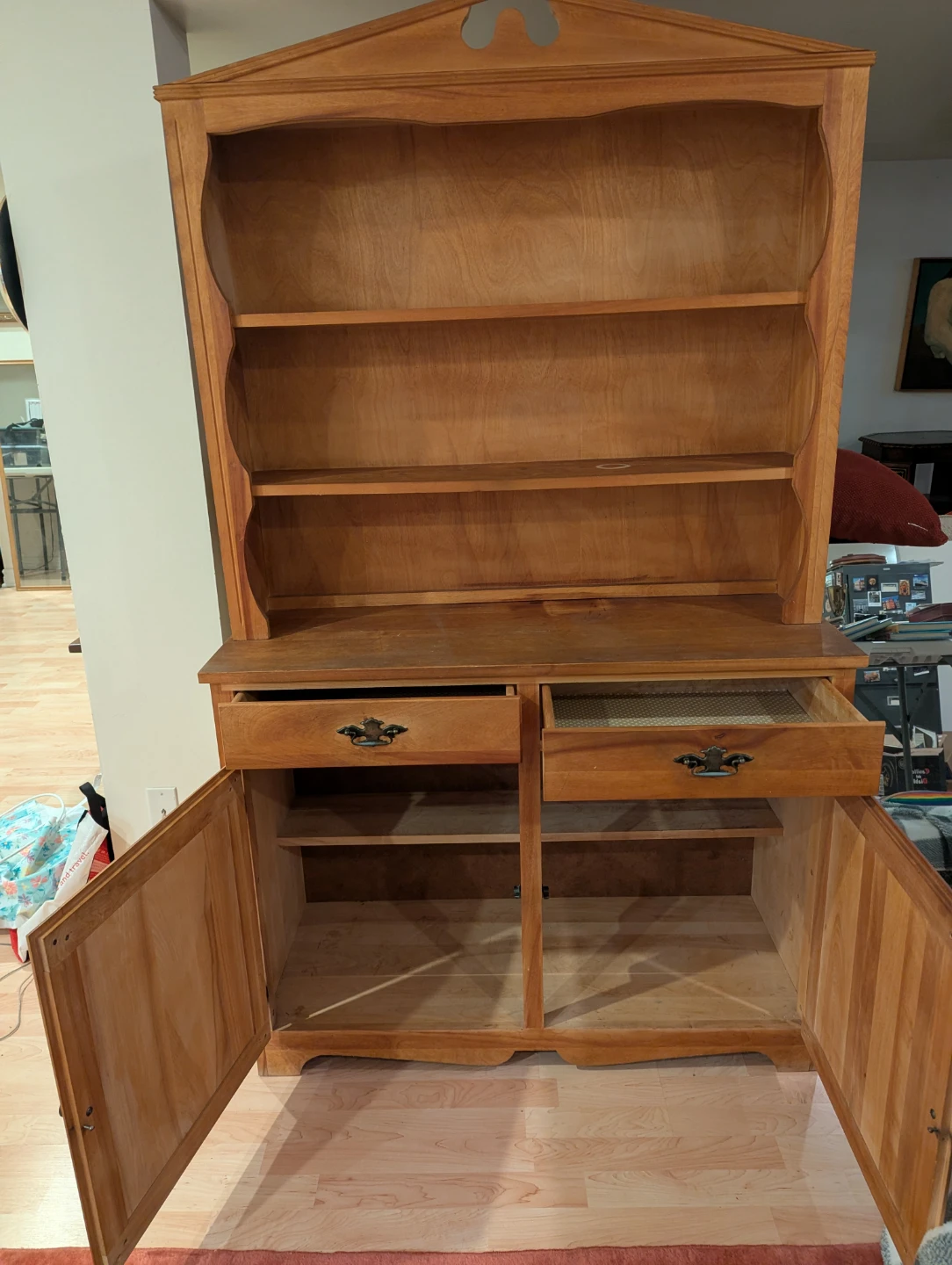 Wooden Hutch with Cabinet and Drawers - photo 2