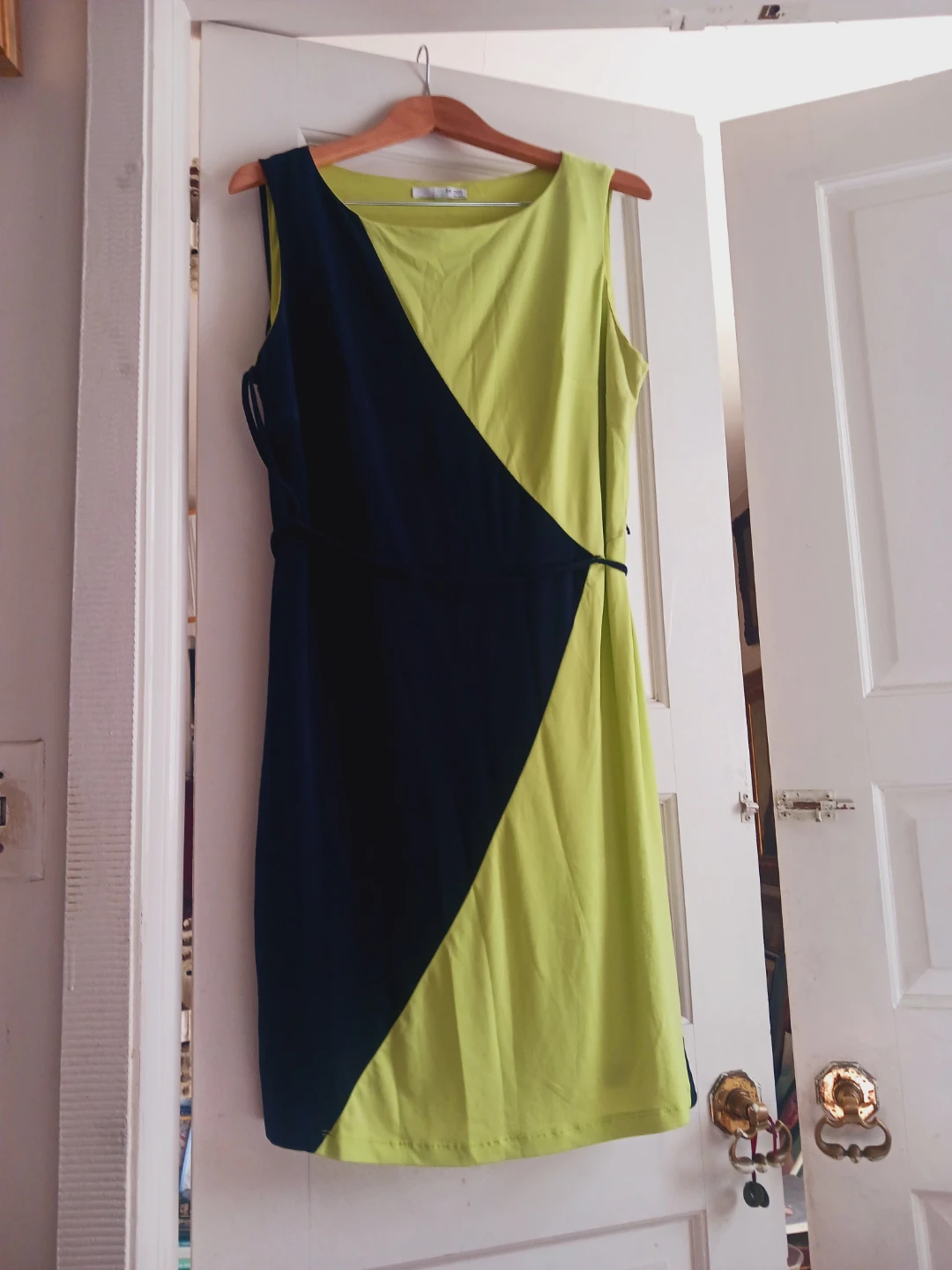Beautiful Geometric Lime Green & Blue Dress. 16. - photo 2