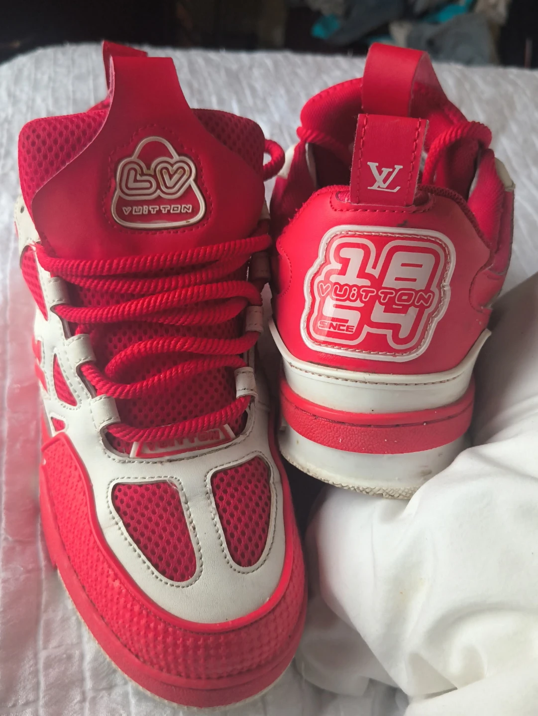 Louis Vuitton Red & White Sneakers