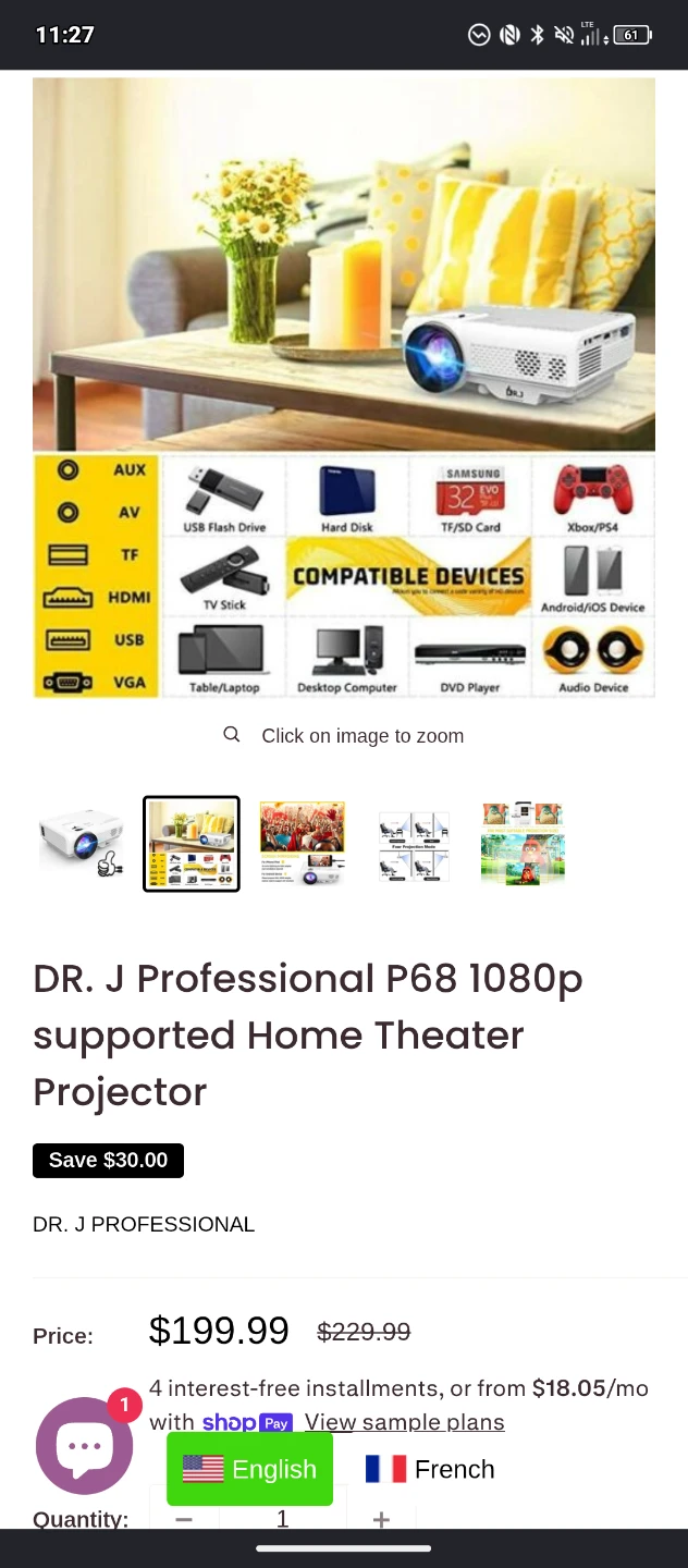 DR. J Professional P68 1080p Home Theater Projector - photo 2