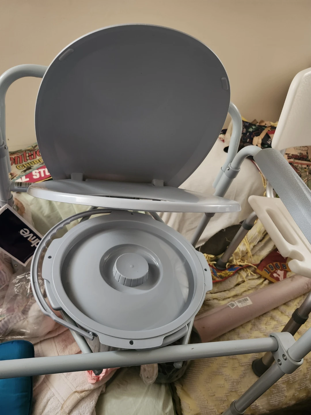 Gray Portable Commode Chair with Lid - photo 2
