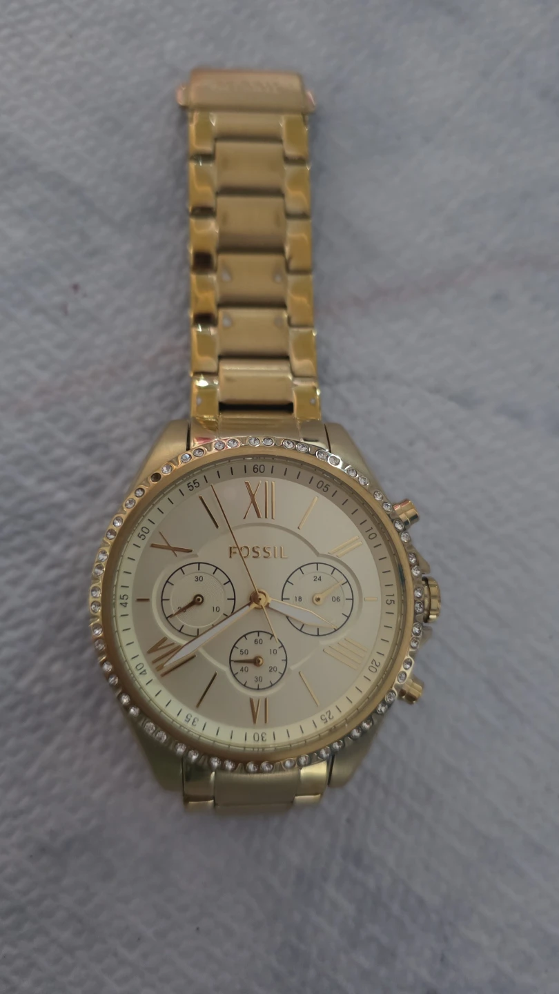 Used Fossil Women's Watch Gold Tone Rhinestone Chronograph - photo 2