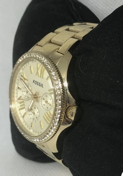 Used Fossil Women's Watch Gold Tone Rhinestone Chronograph - photo 3