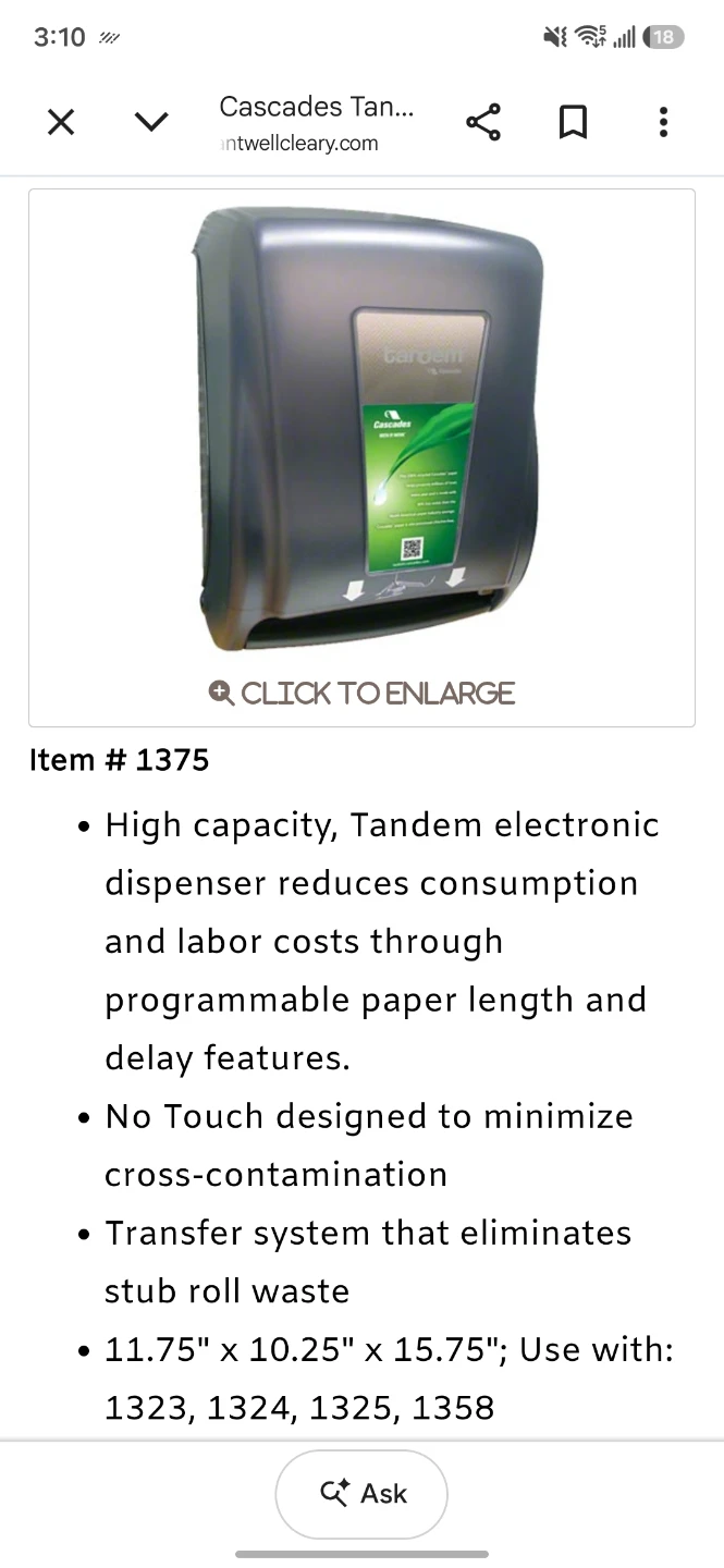Cascades Tandem Smoke Grey Electronic Paper Towel Dispenser - photo 5