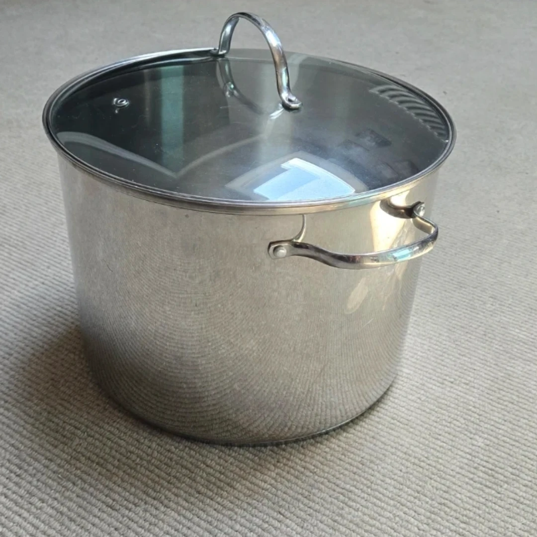 Very Large Stainless Steel Stock Pot with Glass Lid - photo 3