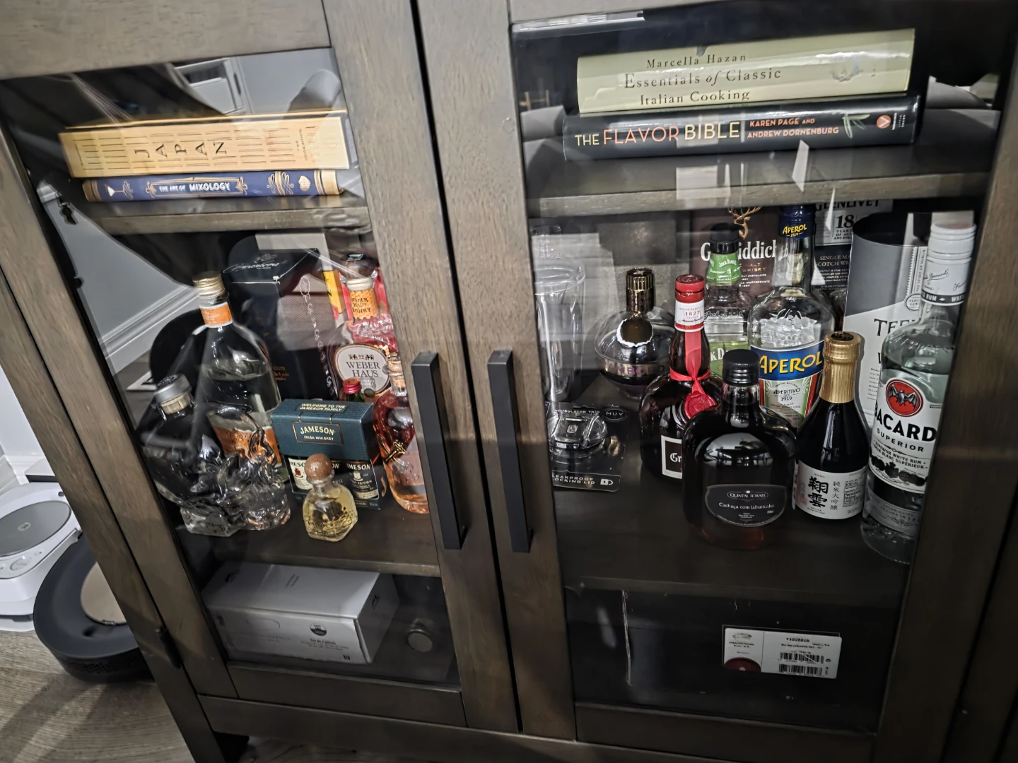 Dark Wood Bar Cabinet with Wine Rack - photo 3