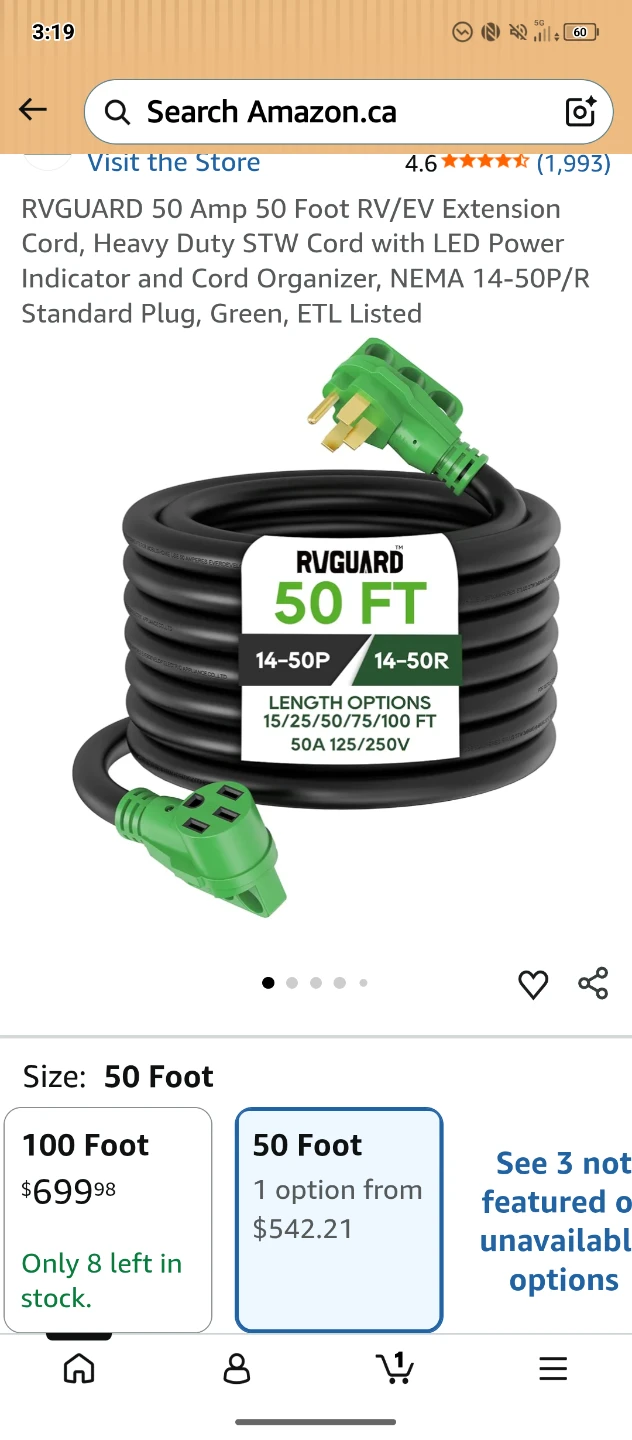RVGUARD 50 Amp RV Extension Cord 50FT - photo 2