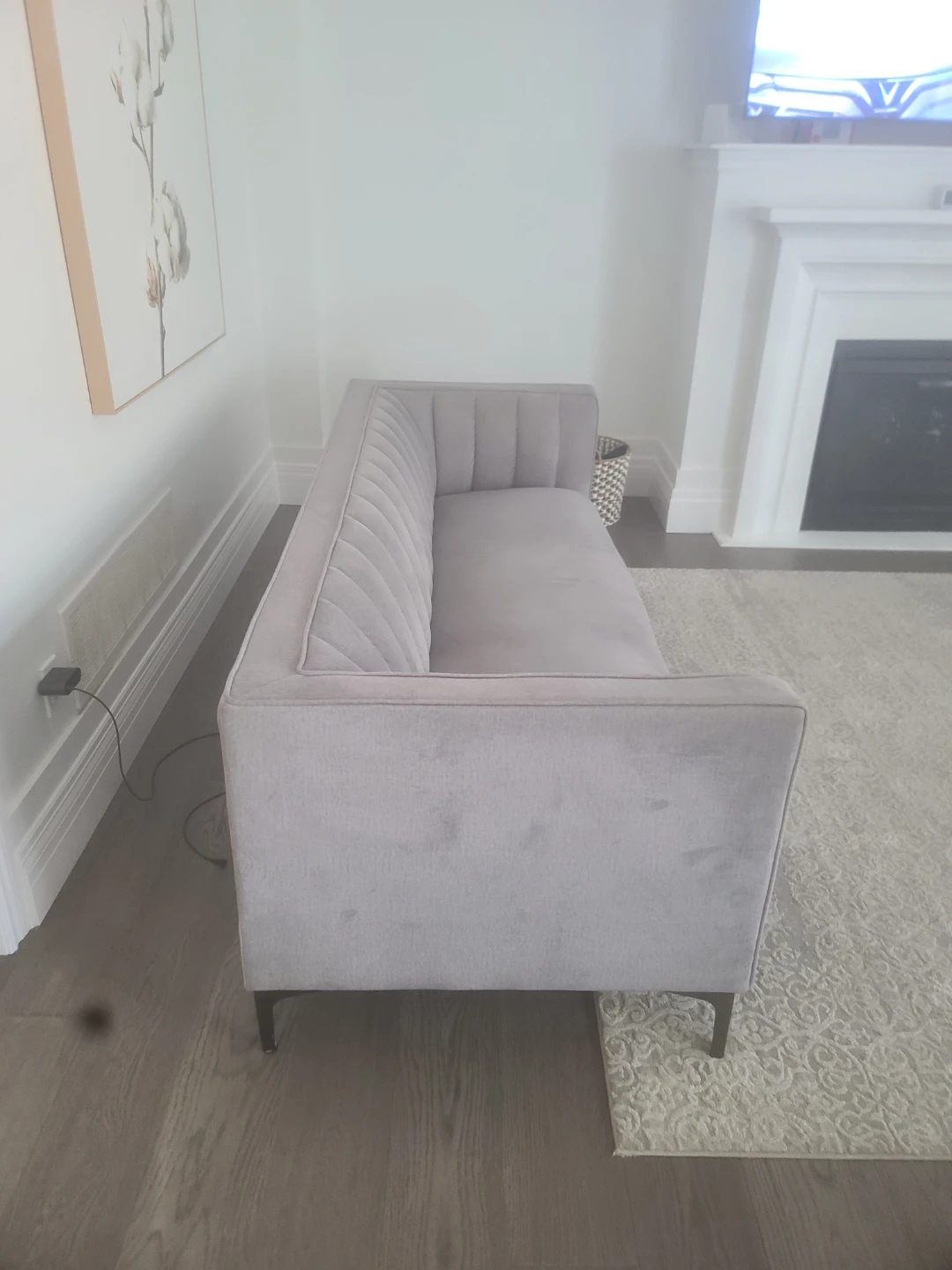 Leons Grey Velvet Sofa - photo 3