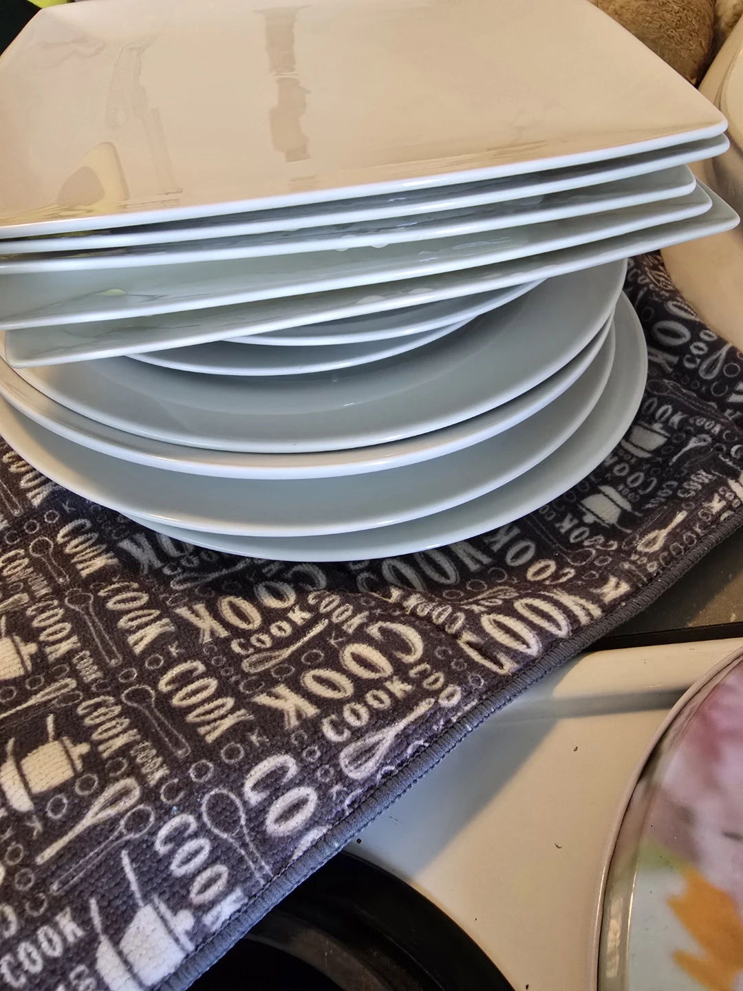 Set of 6 White Square Dinner Plates - photo 2