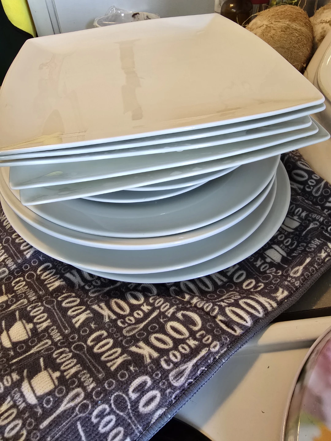 Set of 6 White Square Dinner Plates - photo 3