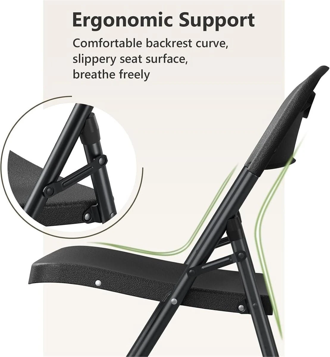 Black Folding Chair - Ergonomic Support - photo 4
