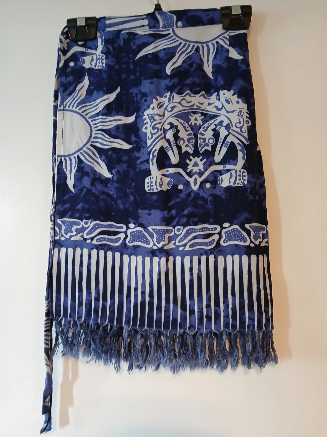 Jessica Sport Blue & White Print Rayon Wrap Skirt. LOCATION ⬇️