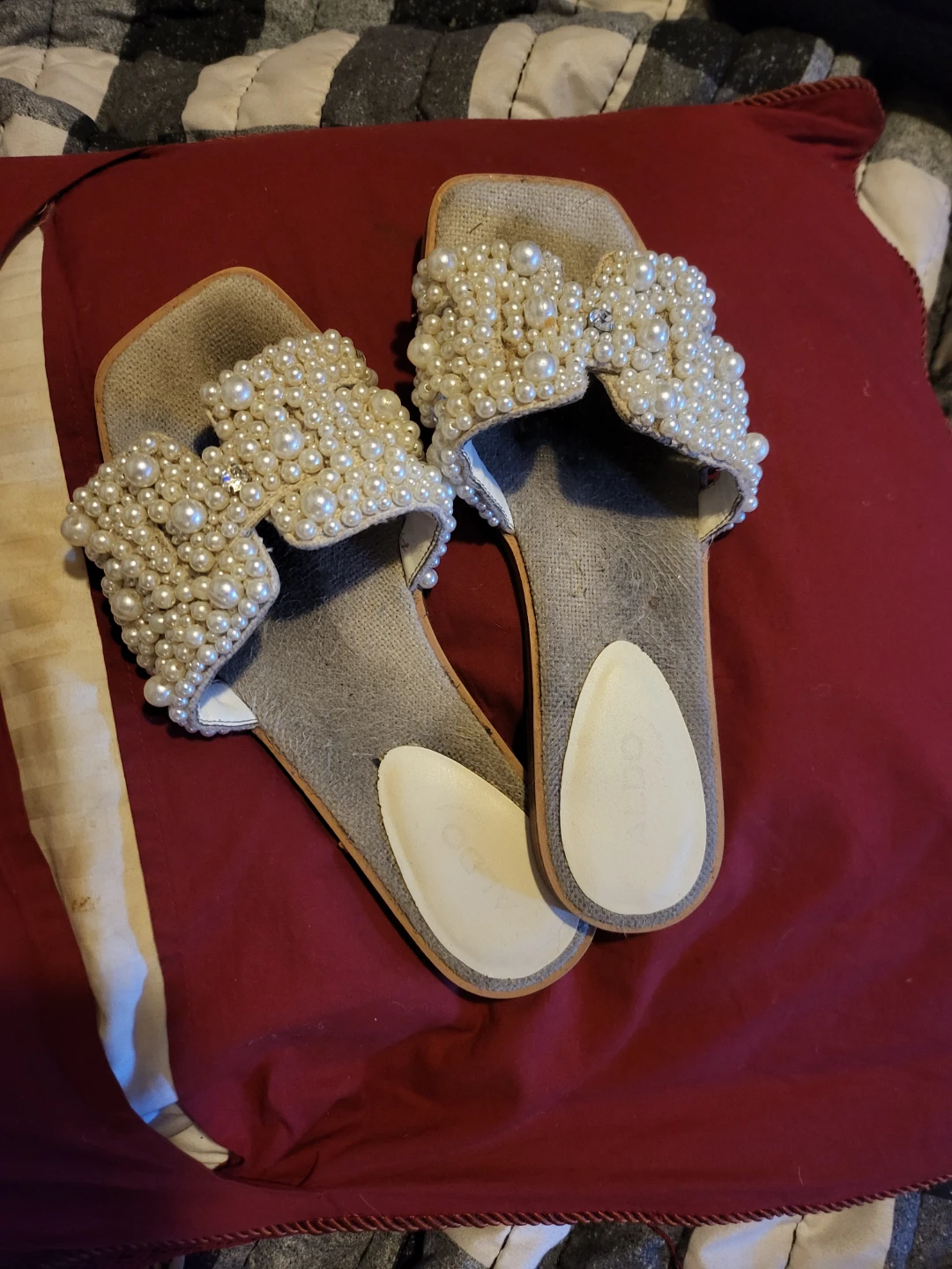 ALDO Embellished Pearl Flat Sandals