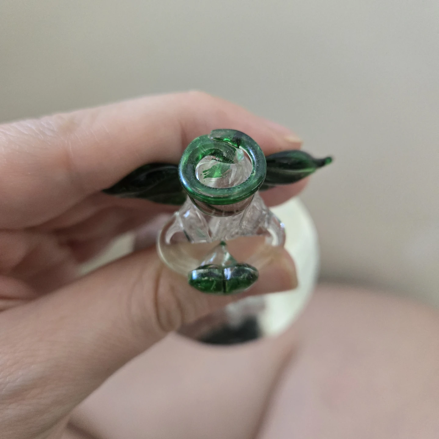 Glass Angel Figurine with Green Heart