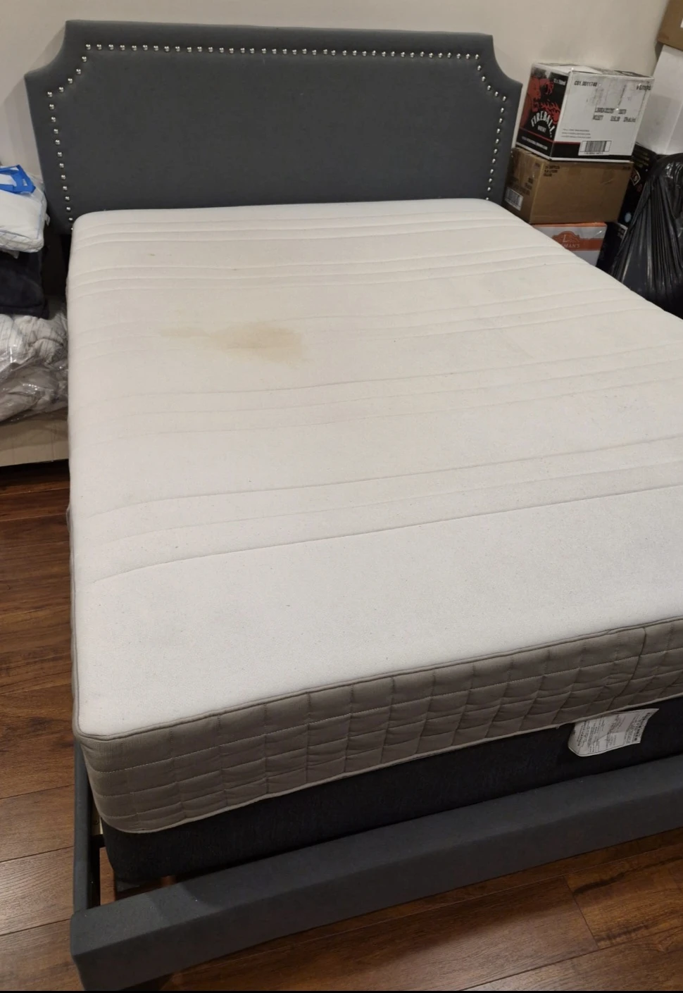 Grey Upholstered Queen Bed Frame with Headboard - photo 3