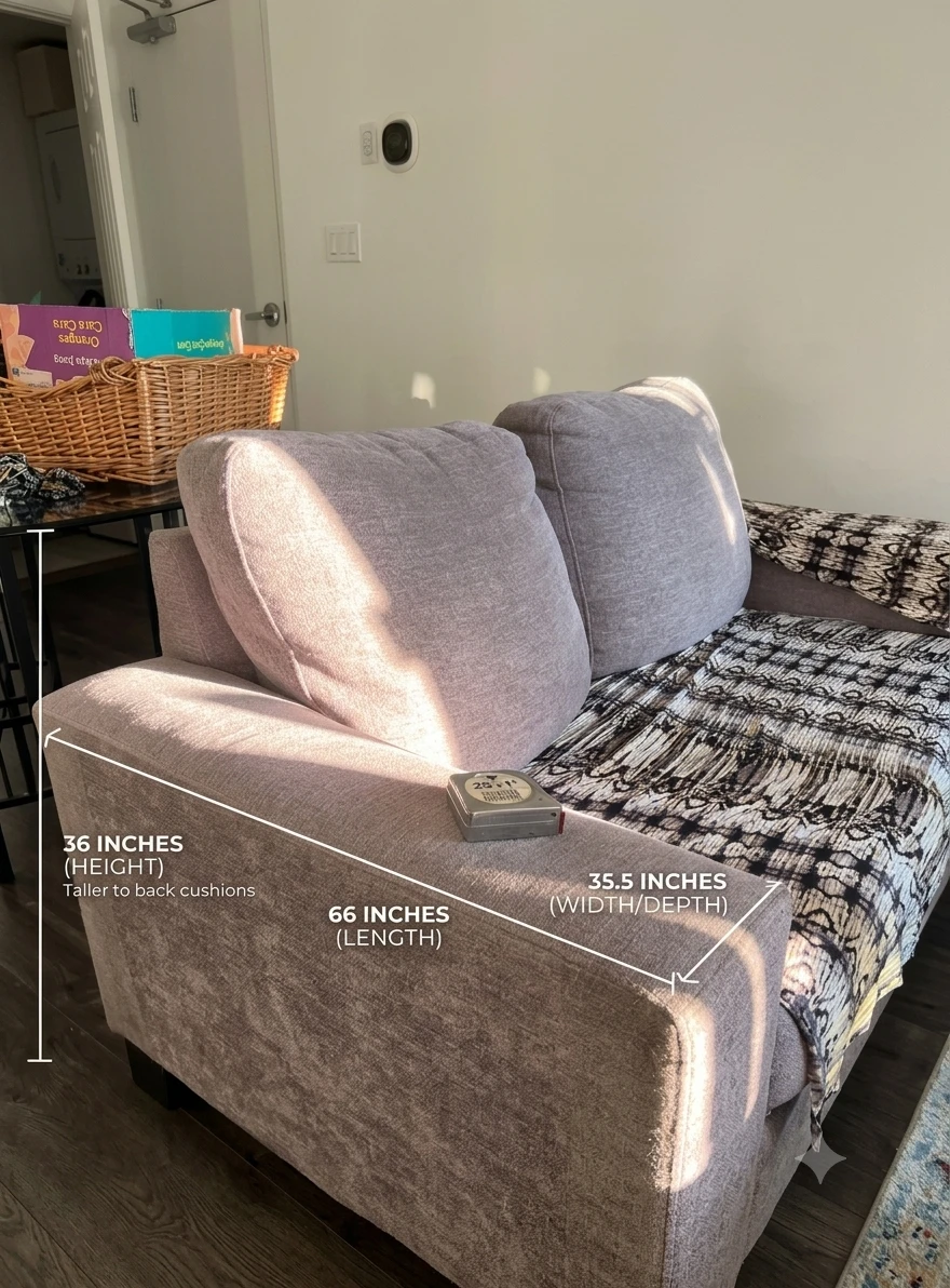 Grey Fabric Loveseat Sofa - photo 3