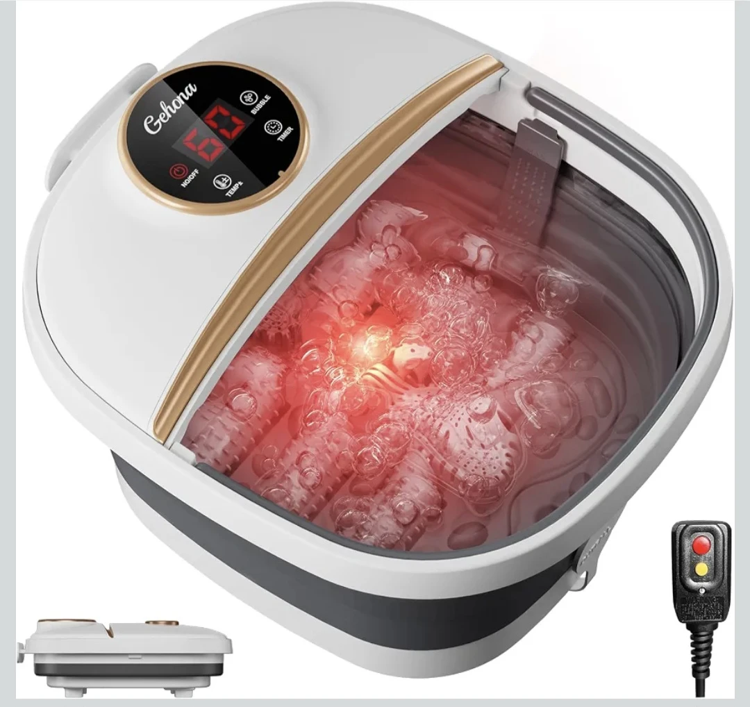 Gehona Collapsible Foot Bath Massager with Heat and Timer